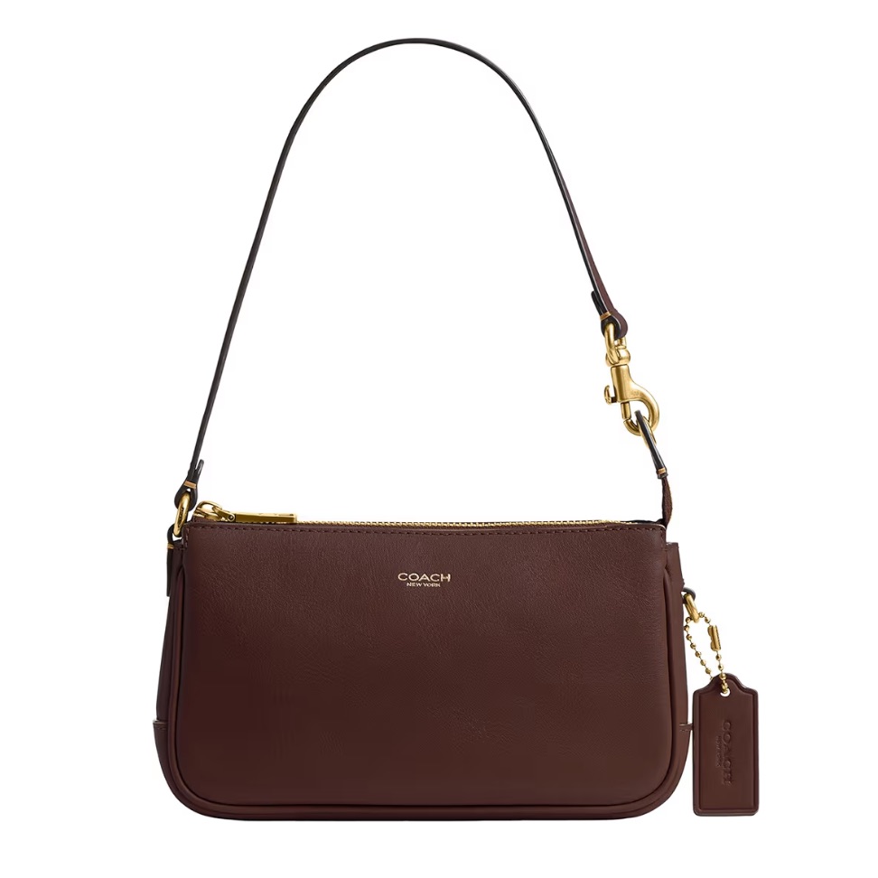 New Coach Maple Natural Grain Leather Plaza 18 Shoulder Bag
